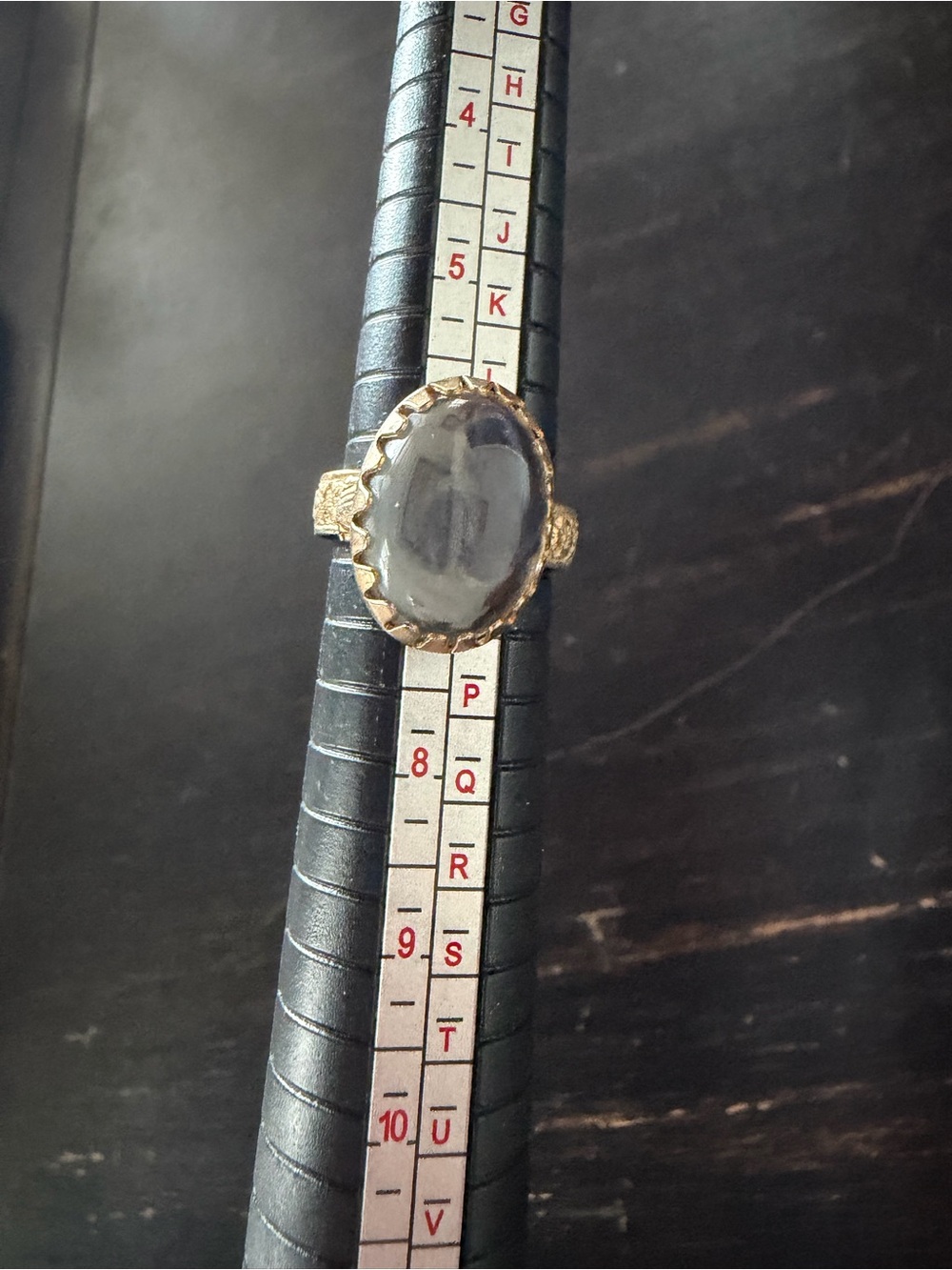 Adjustable Gray Cabochon Ring